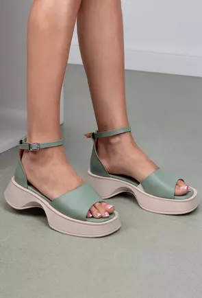Sandale din piele naturala verde