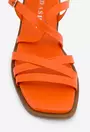 Sandale din piele portocalie cu varful patrat