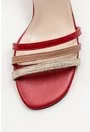 Sandale elegante rosii din piele naturala cu barete subtiri