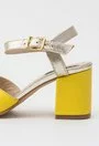 Sandale galben cu auriu din piele naturala Larra