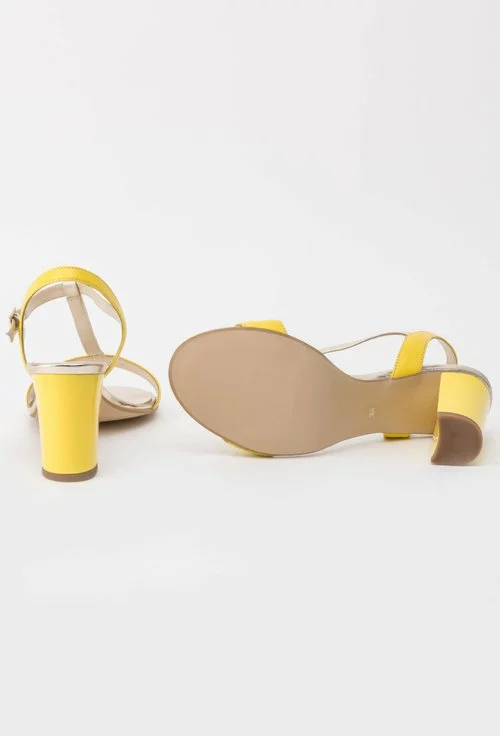 Sandale galben cu auriu din piele naturala Nayeli