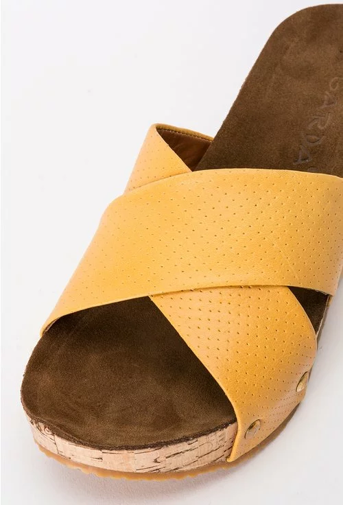 Sandale galben-mustar din piele naturala Elionor
