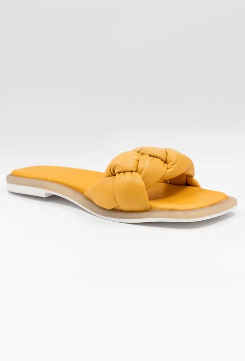 Sandale galbene tip papuci din piele naturala box