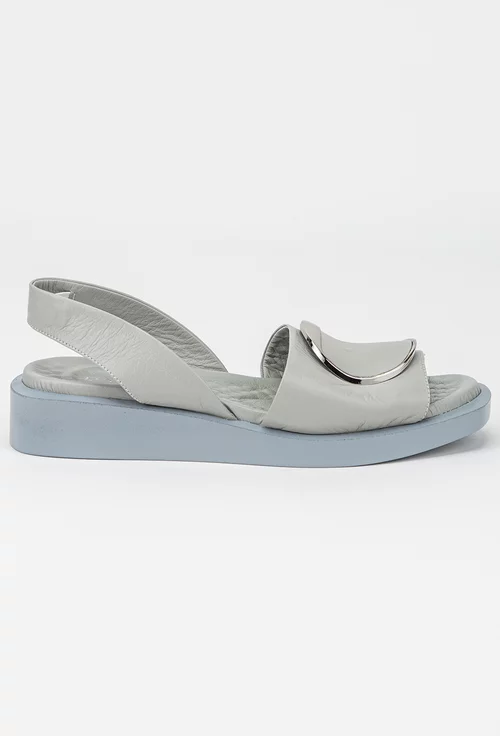 Sandale gri albastrui din piele cu platforma
