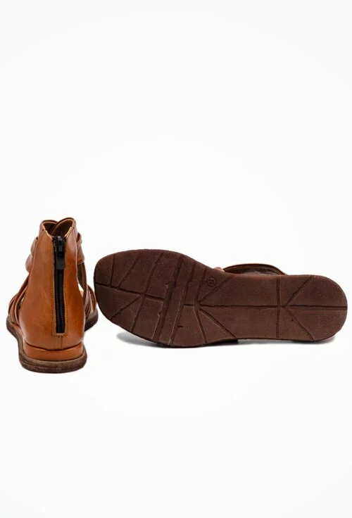 Sandale inalte din piele naturala nuanta maro