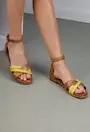 Sandale maro cu galben din piele