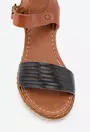 Sandale maro cu negru din piele naturala
