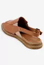 Sandale maro din piele cu elastic lat