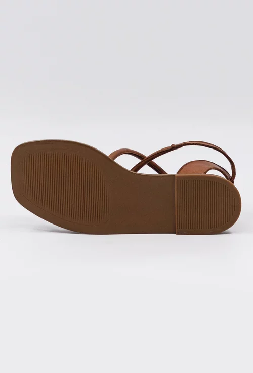 Sandale maro din piele naturala box cu barete subtiri
