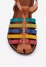 Sandale maro din piele naturala cu barete colorate