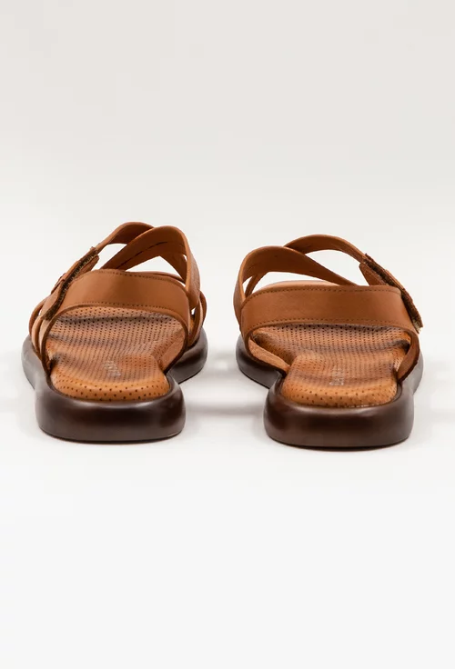 Sandale maro din piele naturala cu talpic buretat