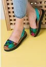 Sandale negre cu imprimeu colorat din piele naturala Rafette