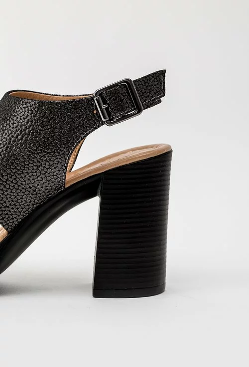 Sandale negre cu inseratii sclipitoare din piele naturala Lopez