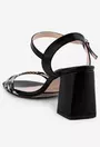Sandale negre din piele cu detaliu snake print