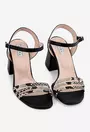 Sandale negre din piele cu detaliu snake print