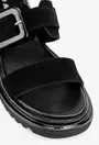 Sandale negre din piele naturala intoarsa