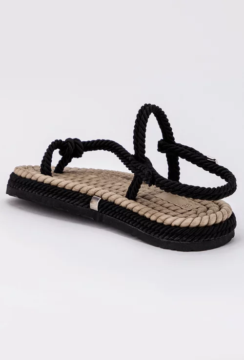 Sandale negre din sfoara model nod