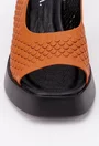 Sandale portocalii din piele cu talpa inalta