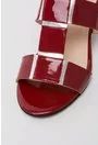 Sandale rosii din piele naturala cu argintiu Silvia