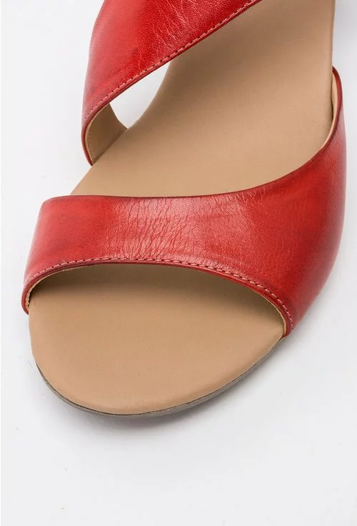 Sandale rosii din piele naturala Corelia