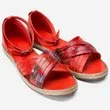 Sandale rosii din piele naturala cu imprimeu floral colorat Veronique