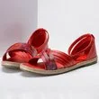 Sandale rosii din piele naturala cu imprimeu floral colorat Veronique