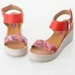 Sandale rosii din piele naturala cu imprimeu multicolor Sonia