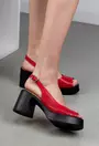 Sandale rosii din piele naturala cu perforatii