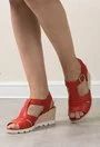 Sandale rosii din piele naturala Viviane