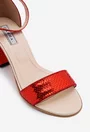 Sandale rosii din piele sidefata