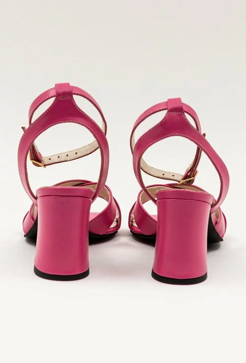 Sandale roz-fuchsia din piele naturala