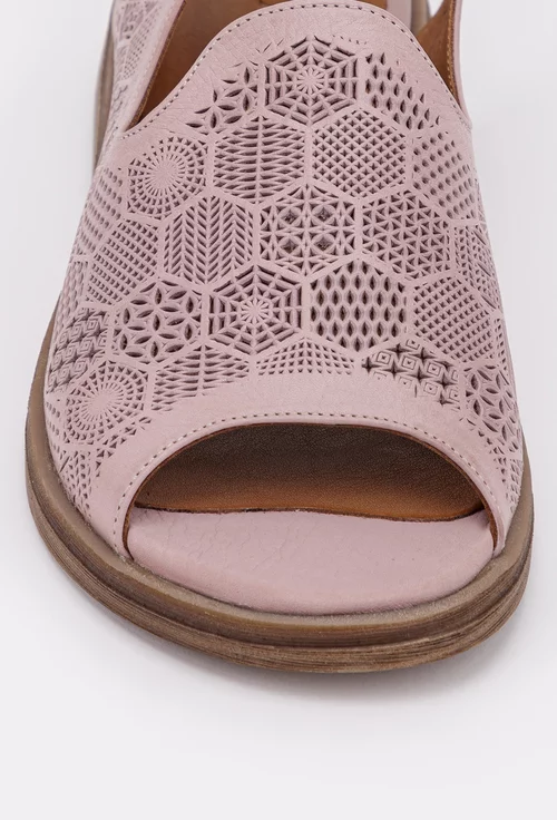 Sandale roz lila din piele cu perforatii