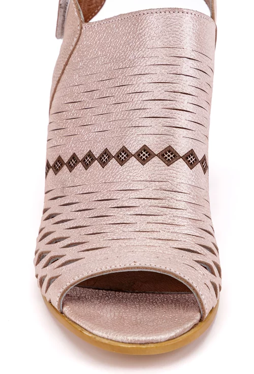 Sandale roz pal din piele cu insertii sclipitoare