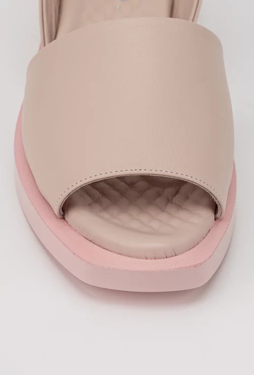 Sandale roz pal din piele naturala box