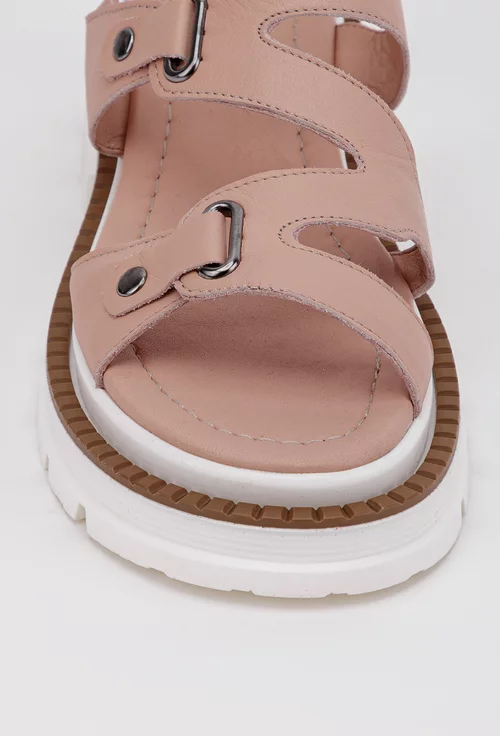 Sandale roz realizate din piele box