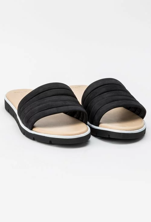 Sandale tip papuc Darkwood negre din piele naturala intoarsa Isaura