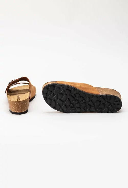 Sandale tip papuc din piele naturală nuanta camel Noah
