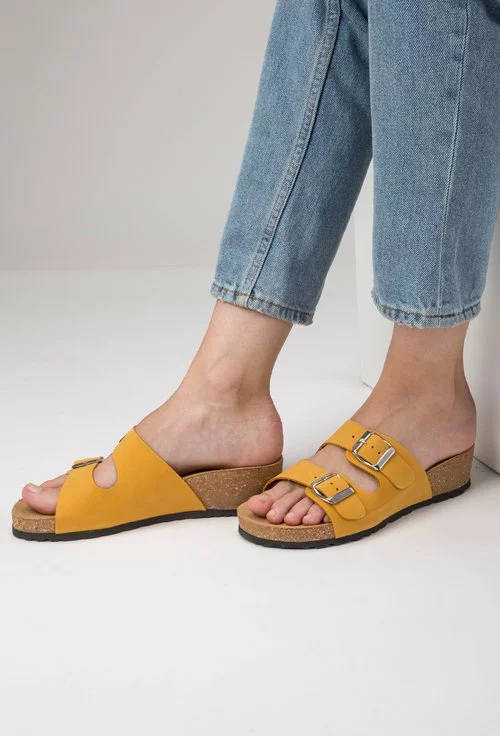 Sandale tip papuc din piele naturală nuanta galben Noah