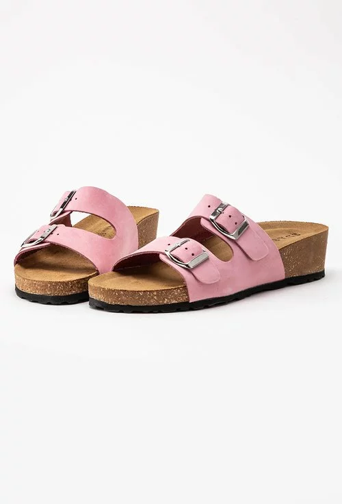 Sandale tip papuc din piele naturală nuanta roz Noah