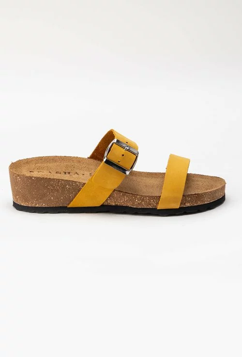 Sandale tip papuc din piele naturala nuanta galben Lami