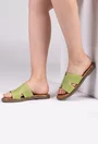 Sandale tip papuci din piele naturala nuanta verde