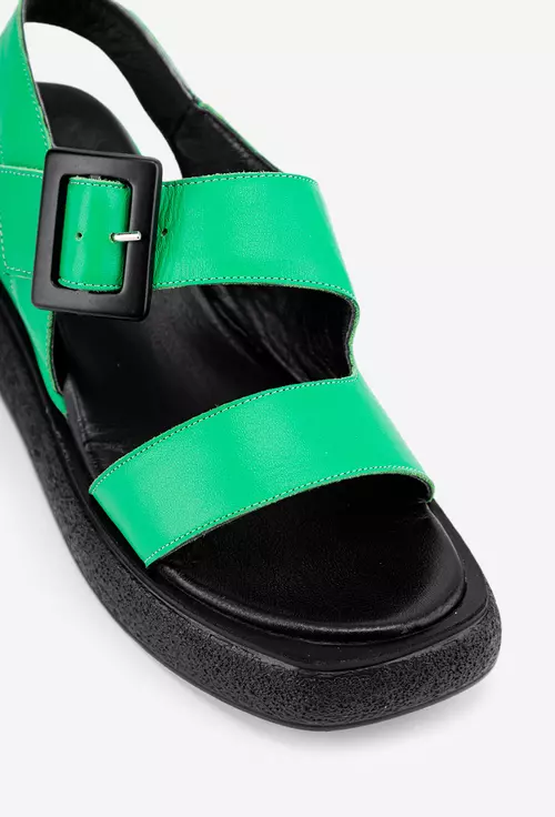 Sandale verzi din piele cu inchidere catarama