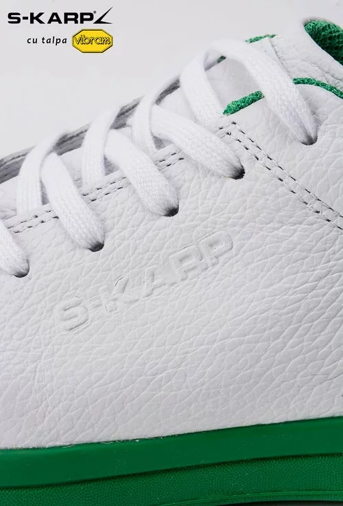 Sneakers alb cu verde din piele naturala Gwen