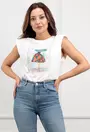Tricou alb cu imprimeu balerina