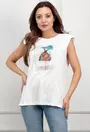 Tricou alb cu imprimeu balerina