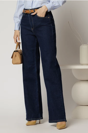 Blugi bleumarin cu croi larg