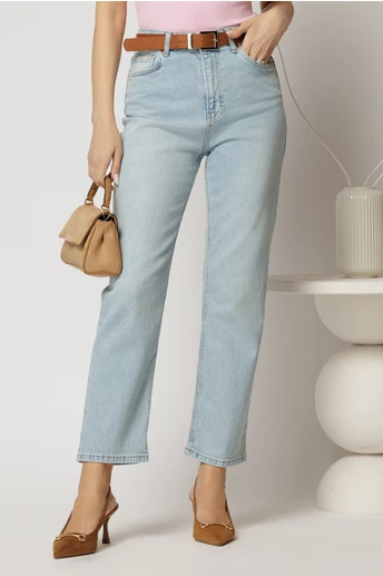 Blugi dama albastri mom fit casual