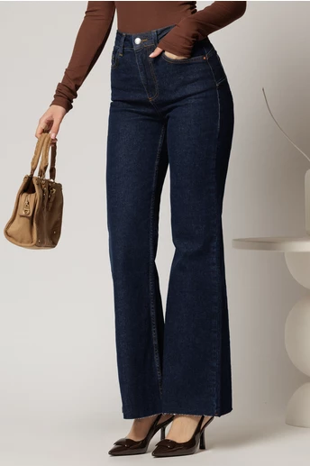 Blugi dama bleumarin cu croi evazat