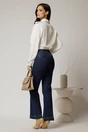 Blugi dama bleumarin evazati cu buzunare patrate si fermoar metalic, 2, dyfashion.ro