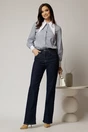 Blugi dama evazati bleumarin inchis cu talie inalta, 3, dyfashion.ro